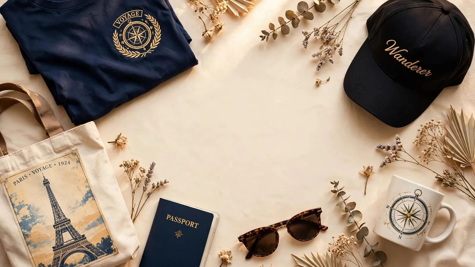 Plato Travel merchandise: tees, tote bags, hats and mugs